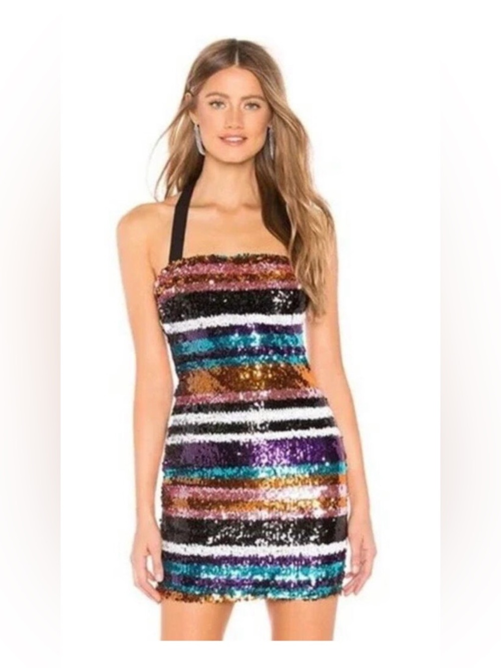 Likely Multicolor Sequin Striped Mini Dress
